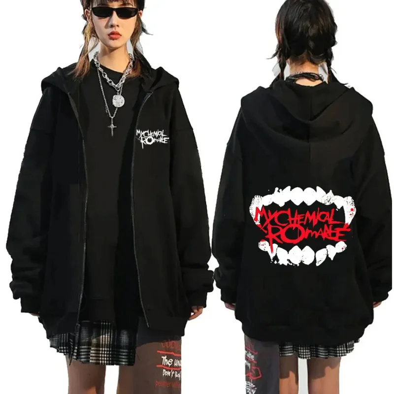 MCR My Chemical Romance Dead Zipper Hoodie Black Parade Punk Emo Rock Zip Up Men's Vintage Hip Hop Fashion Sweatshirt