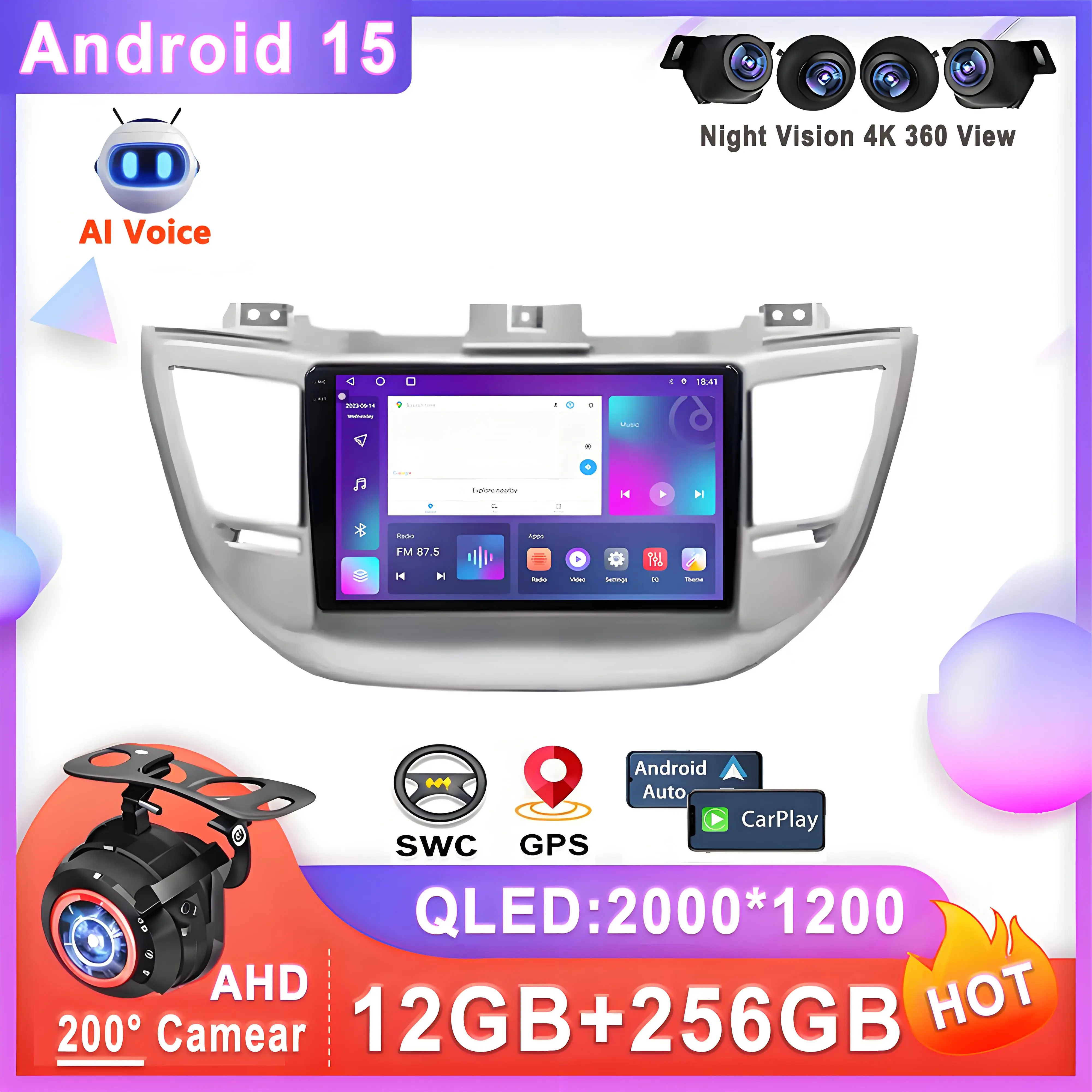 

Android 15 For Hyundai Tucson IX35 3 2015 2016 2017 2018 Car Multimedia Player Auto Radio Navigation Head Unit Screen Car GPS