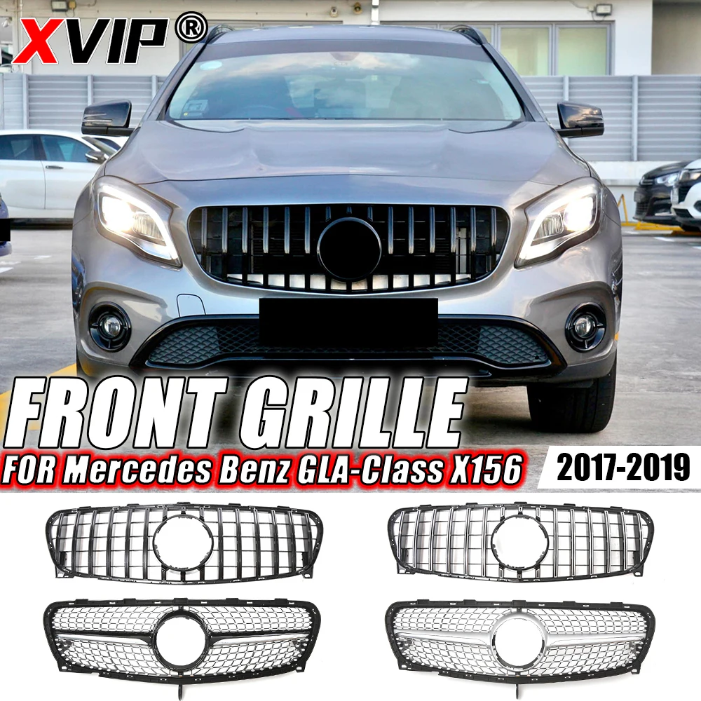 

XVIP Chrome Black Diamonds Style Front Bumper Grille For Mercedes Benz GLA-Class X156 GLA200 GLA250 2017-19 Front Racing Grilles