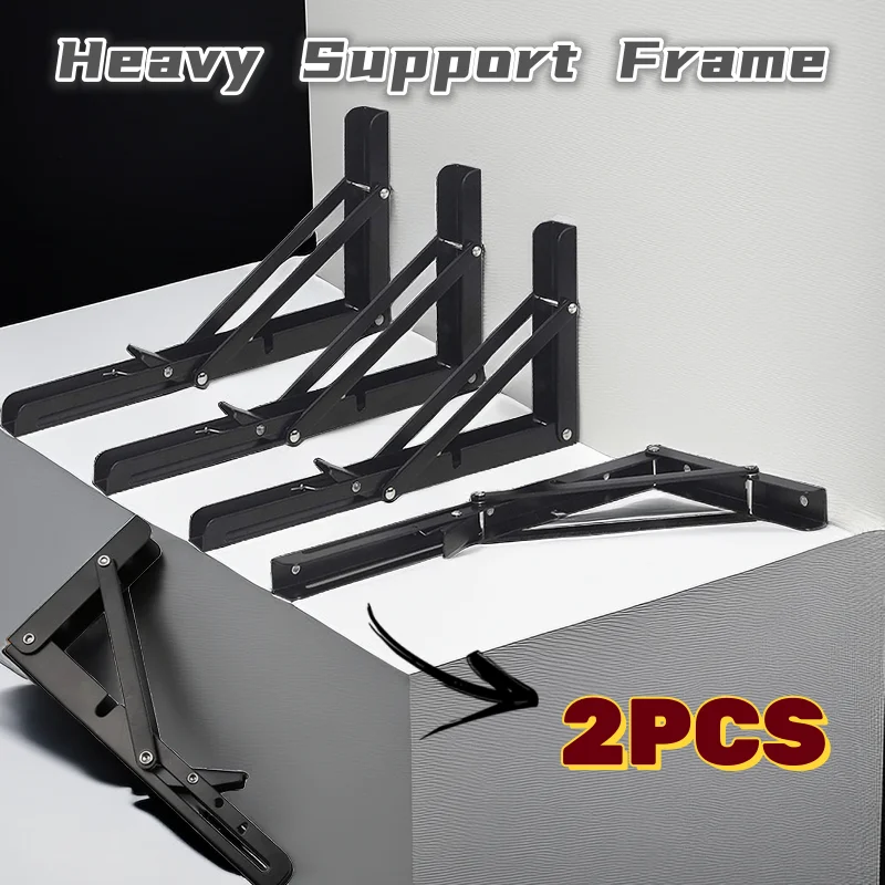 2 Pack 8/10/12 Inch Adjustable Wall Mount Triangular Folding Corner Bracket Wall Shelf Furniture Heavy Duty Support Stand