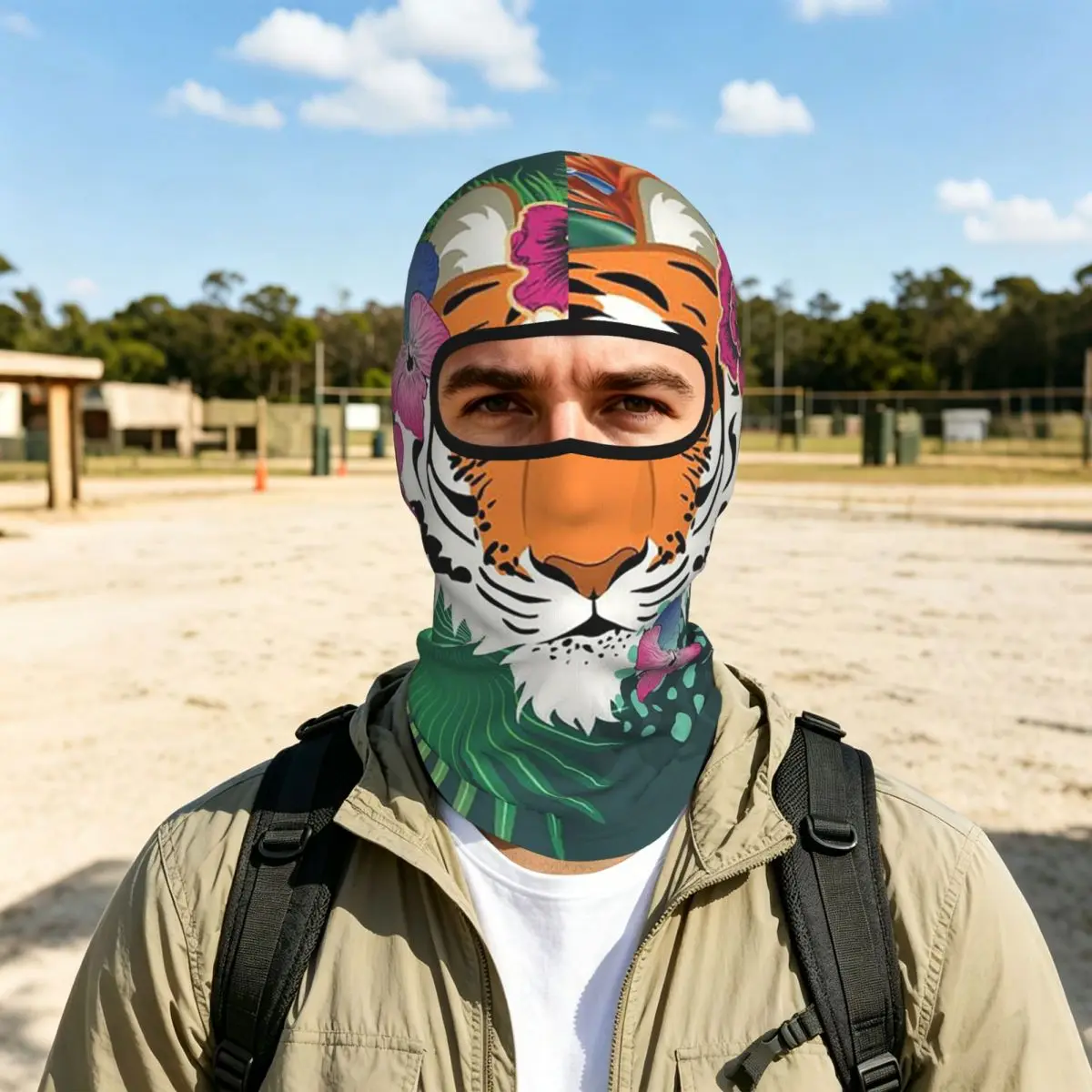 Leopard Tiger Cartoon Breathable Thin Balaclava Full Face Mask Sun Protection Neck Gaiter For Motorcycle Cycling Fishing Outdoor