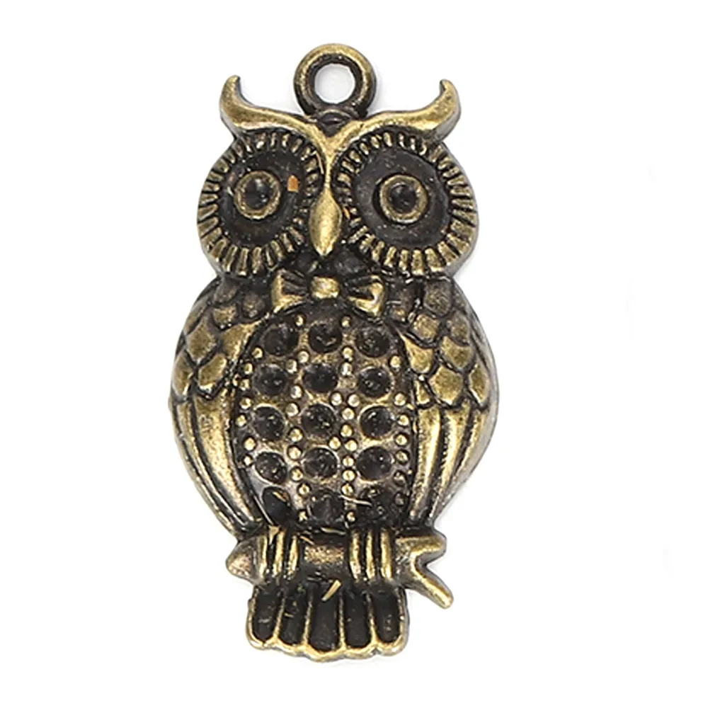 24pcs Jewelry Tools Bronze Owl Jewelry Accessories Mixed Models Alloy Owl Pendants Animal Owl Charms Making