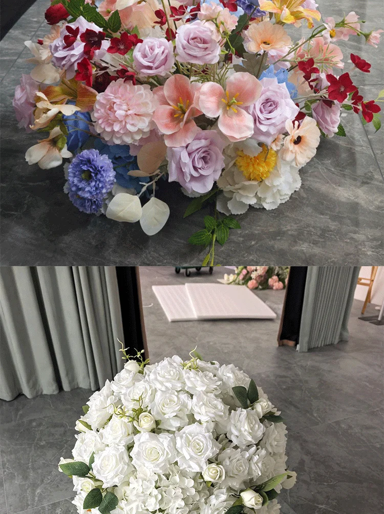 Künstliche rosa Rosenblumenkugel-Arrangement Hochzeitstisch-Mittelstück Luxus-Bankett-Event Heimparty Esstisch-Blumendekoration – Detail 2