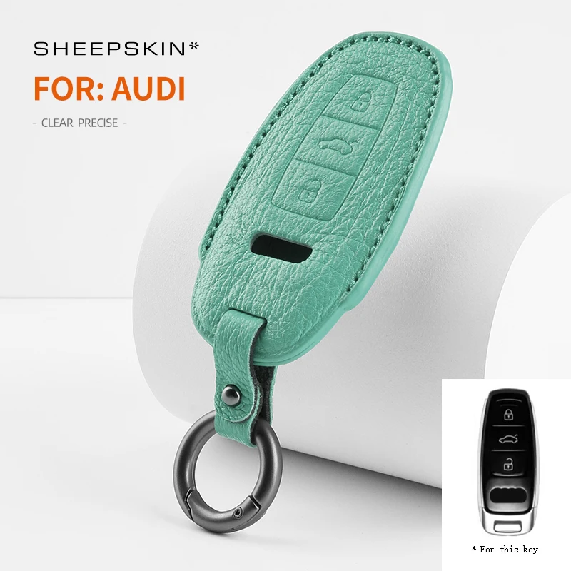 For Audi Q8 RSQ8 A6 C8 S6 RS6 A7 S7 RS7 A3 8Y A8 D5 RS E-tron GT Q4 Q7 Car Key Case Cover Shell Sheepskin Keychain Accessories