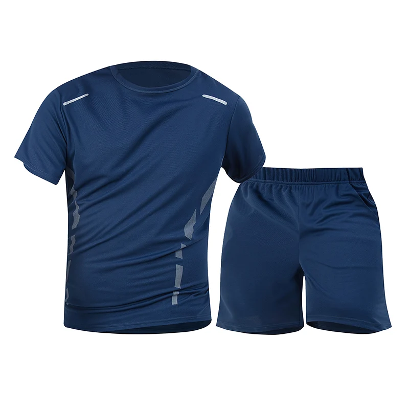 AliExpress NONE 2-piece Summer Men's Casual Sports Quick Drying Set Men's Running Cycling Hiking Round Neck Short Sleeved T-shirt Pocket Shorts