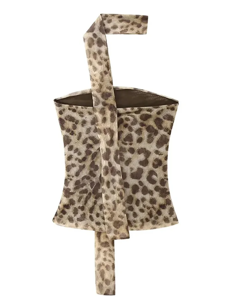 2022 lente/zomer nieuwe gepersonaliseerde straat heet meisje luipaardpatroon sexy afslankende strapless rechttrekken vrouwelijk