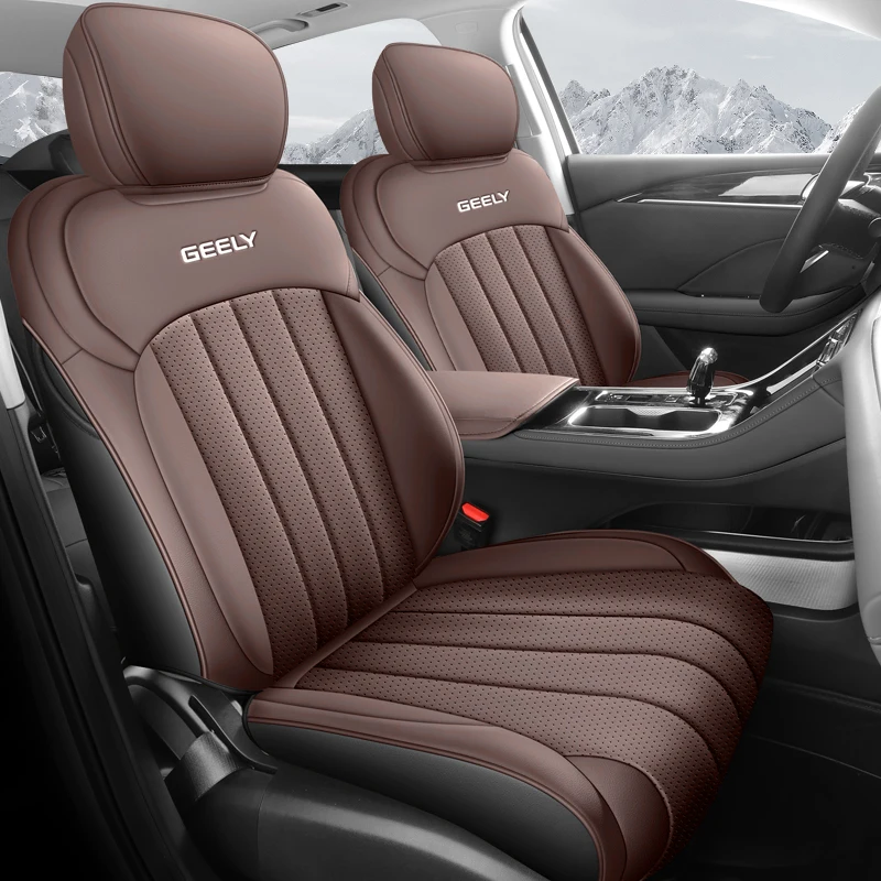 5 Seats Full Wrap Leather Auto Seat Covers Fit 2026 Fifth Generation Geely Emgrand Wearproof Soft Cushion