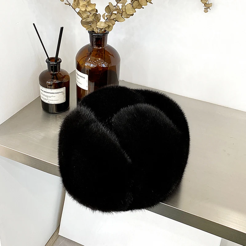 Winter Hat For Men Genuine Mink Fur Cap Male Thick Warm Winter Fur Hat Husband Gift Caps Good Quality Ear Muffs