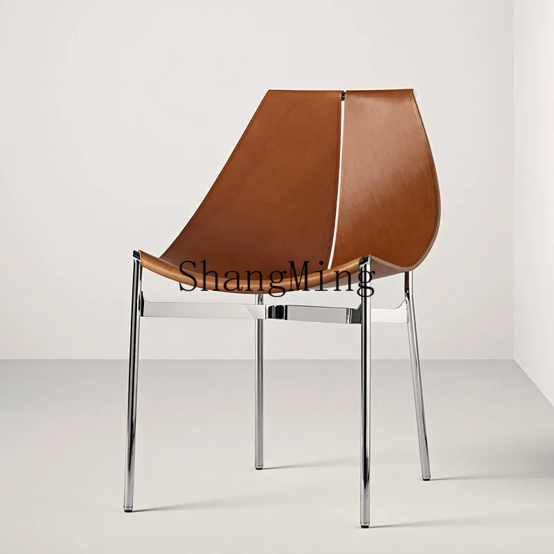 

CL Modern Simple Stainless Steel Leather Home Leisure Backrest Dining Chair Hotel Study Cafe Sales Negotiation Chair