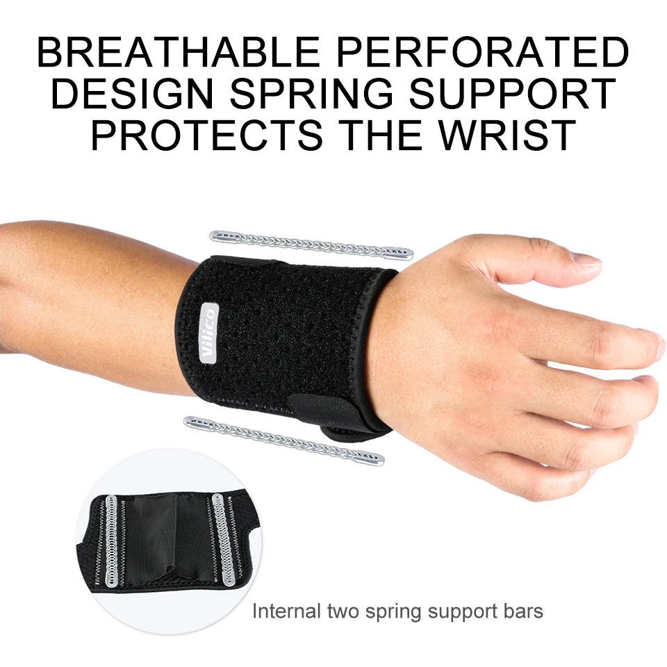 Carpal Protector Adjustable Wristbands Compression Spring Support Bracers Gym Sports Wristband Breathable Wrap Safety Wristband