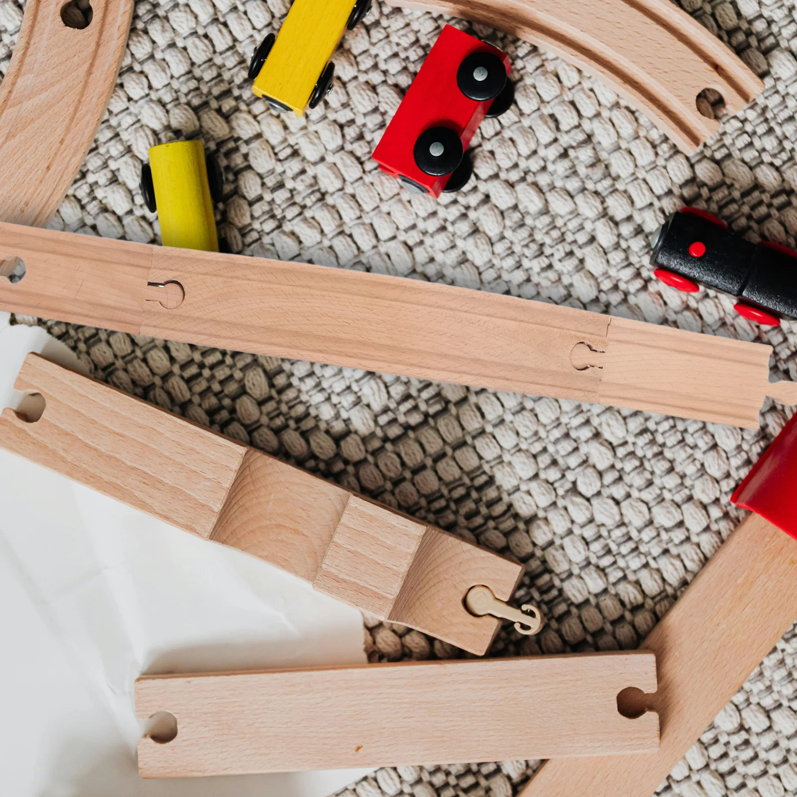 Set di espansione per binario in legno, ponti, tunnel compatibili con blocchi di costruzione ferroviari, puzzle fai da te educativo per bambini