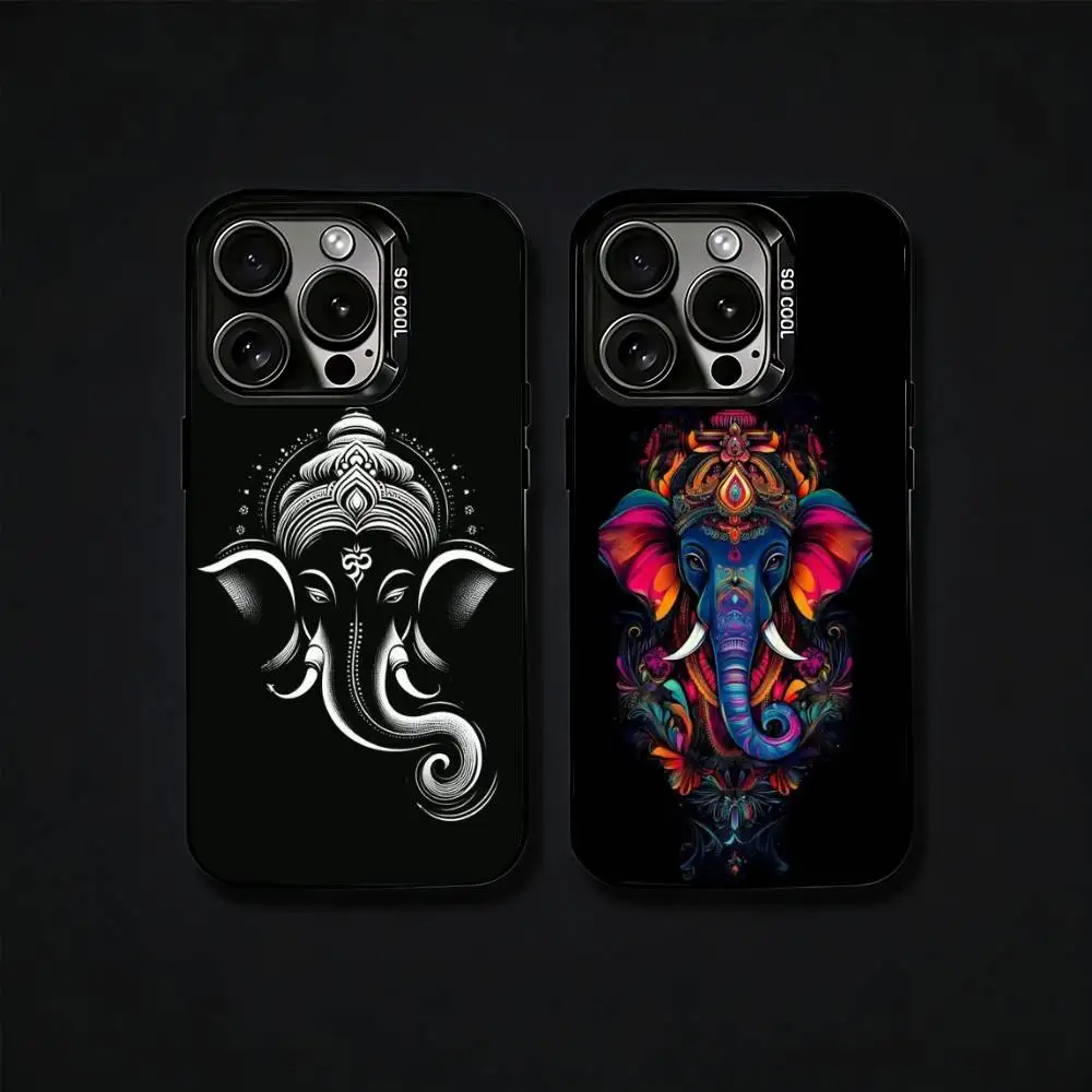 

Ganesha Hindu God Ganesh Elephant Phone Case For iPhone17, 16,15,14,13,12 Pro Max Black Candy Matte Shockproof Cover