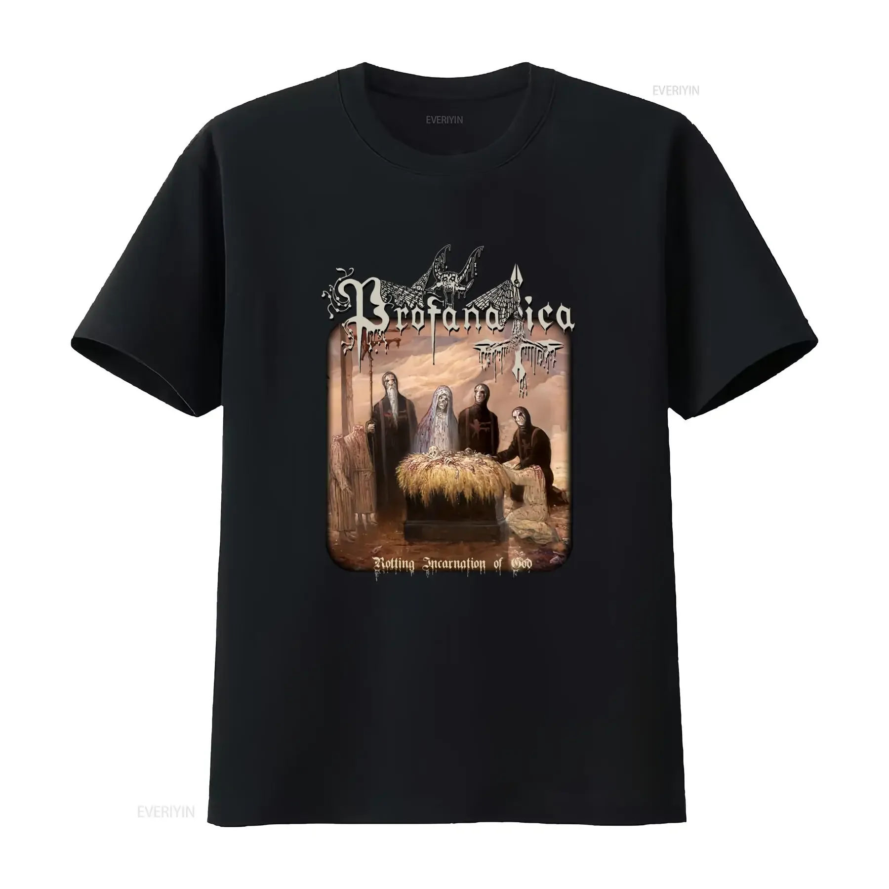 Profanatica Rotting Incarnation of God Black Metal T Shirt VON Blasphemy Archgoat Design vintage Washed Unisex fashion Soft
