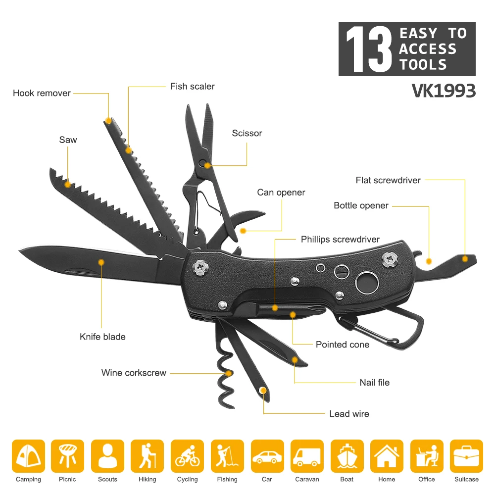 Multifunctional survival knife Portable camping hiking knife Scissors saw bottle opener Knife can opener Household spare