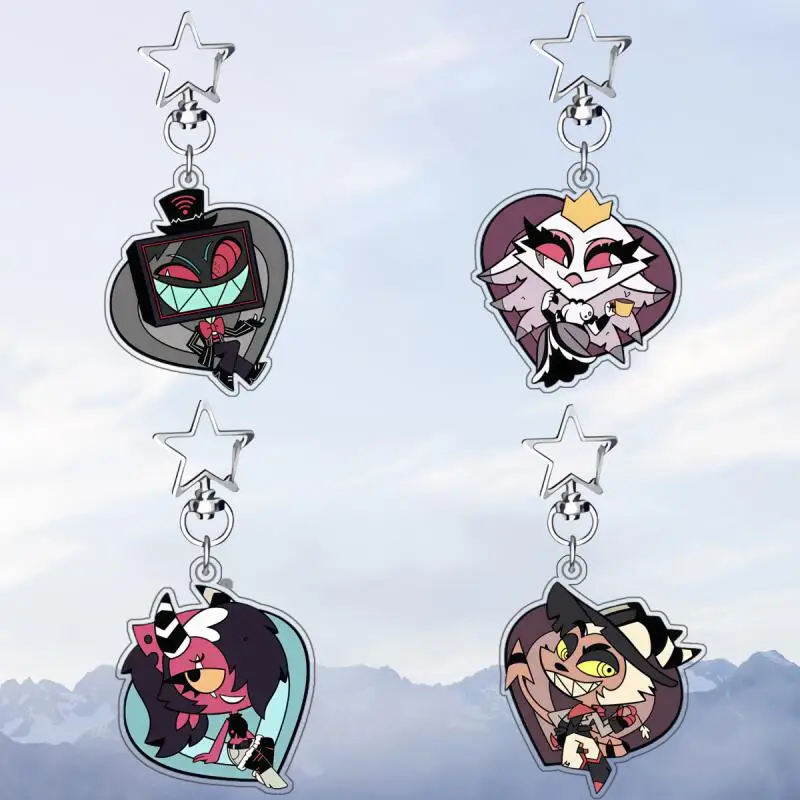 

Anime Cartoons Acrylic Keychain for Helluva Boss Stella Millie Moxxie Self-Made Acrylic Key Buckle Student Backpack Pendant Gift