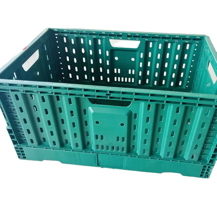 

Wholesale Green Color 23.6x15.7x11.8 Inch Supermarket Reusable Stackable Fruit Vegetable Plastic Crate Basket For Transportation