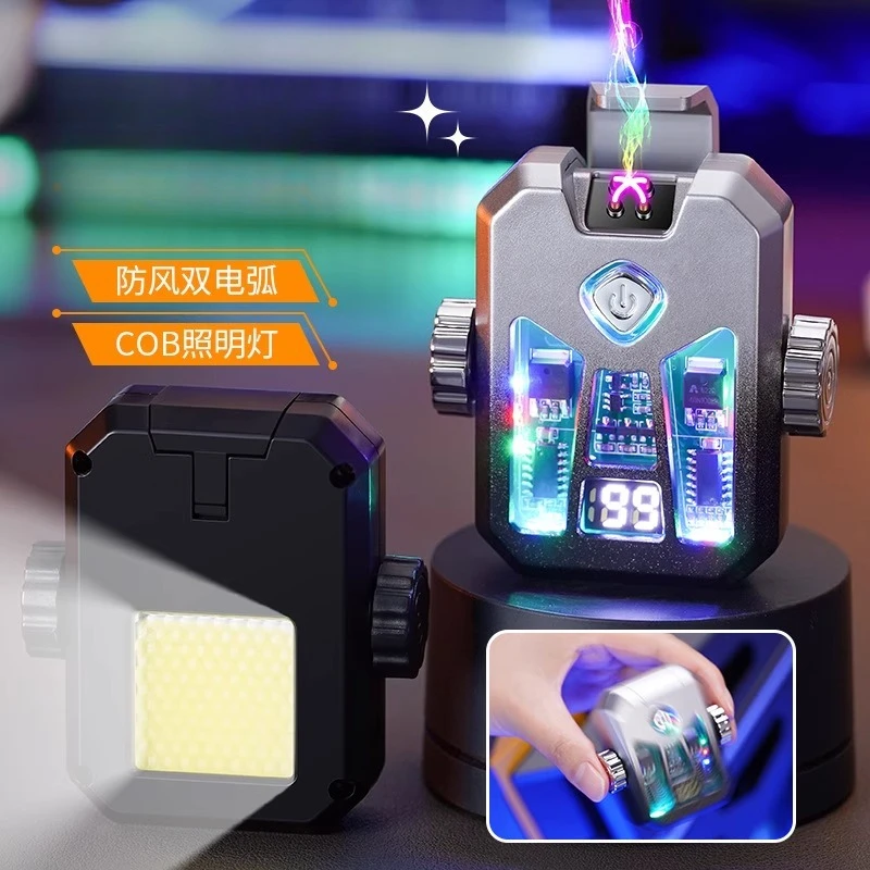 

New Dual Arc Fingertip Decompression Gyroscope Charging Lighter COB Lighting Cool Color Light Charging Cigarette Lighter