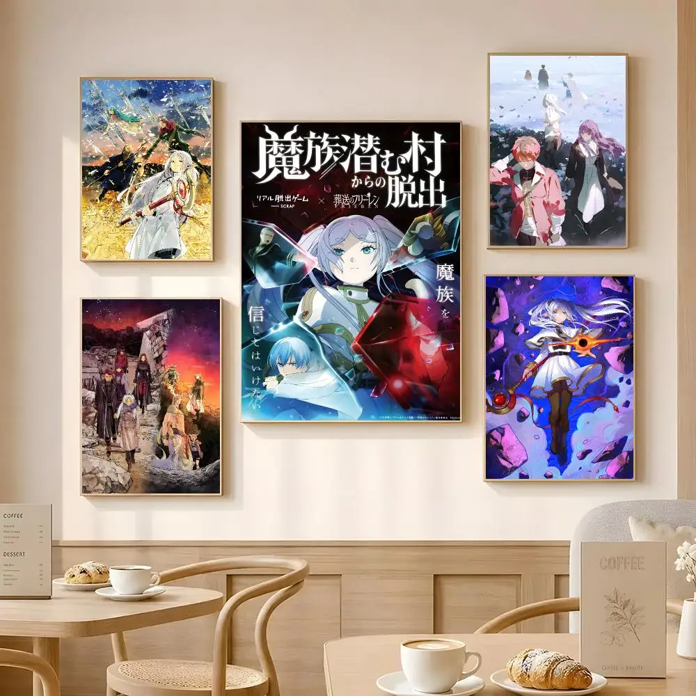 Anime Frieren: Beyond Journey's End Poster Poster Self-adhesive Art Waterproof Paper Sticker Coffee House Bar Room Wall Decor