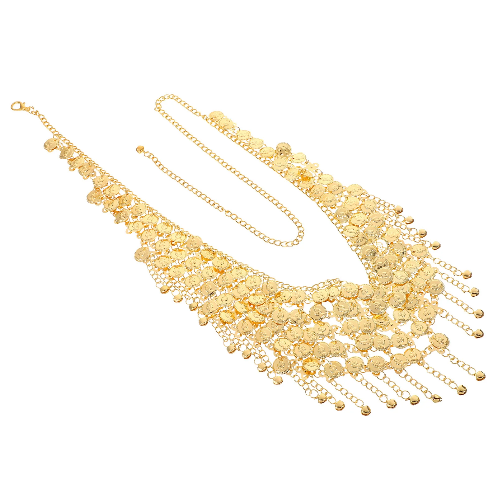 Femmes ethnique gland taille chaîne pièce de monnaie ceinture couches en métal corps chaîne bijoux danse du ventre Festivals fête pièce de monnaie ceinture