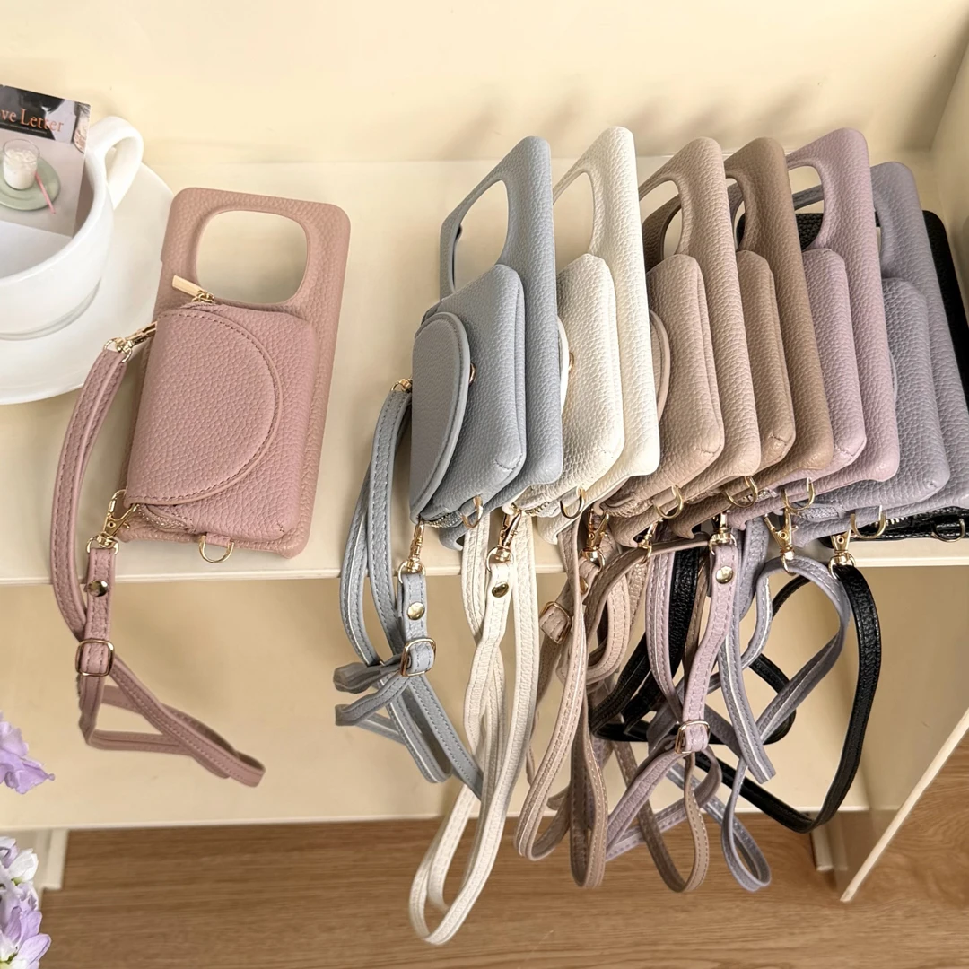 

Luxury Crossbody Leather Zipper Purse Card Wallet Case For Xiaomi Redmi Note 15 14 13 Pro+ Plus 5G 4G Lipstick Bag Mirror Cover