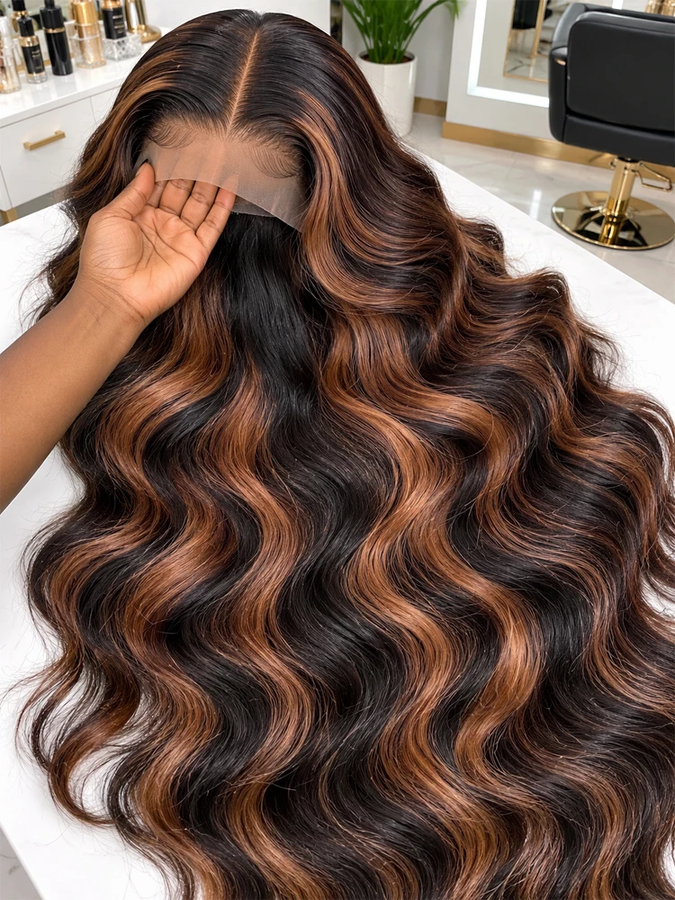30Inch Highlight Ombre Body Wave 13x6 HD Lace Front Wig Human Hair Vietnamese 1b/30 Balayage Colored 13x4 Lace Frontal Wigs 220%