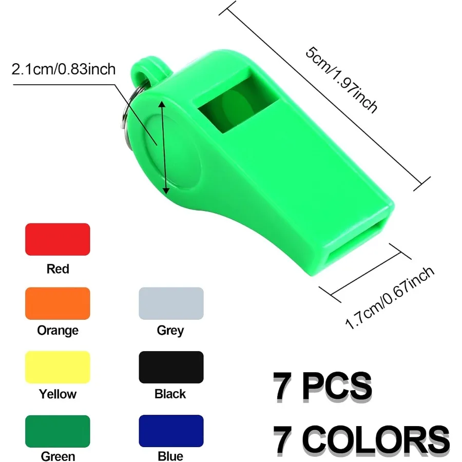 7 عبوات من صفارات المدربين مع صفارة رياضية بحبل صفارات صوتية واسعة وحكام للتدريب في صالات الألعاب الرياضية في حالات الطوارئ