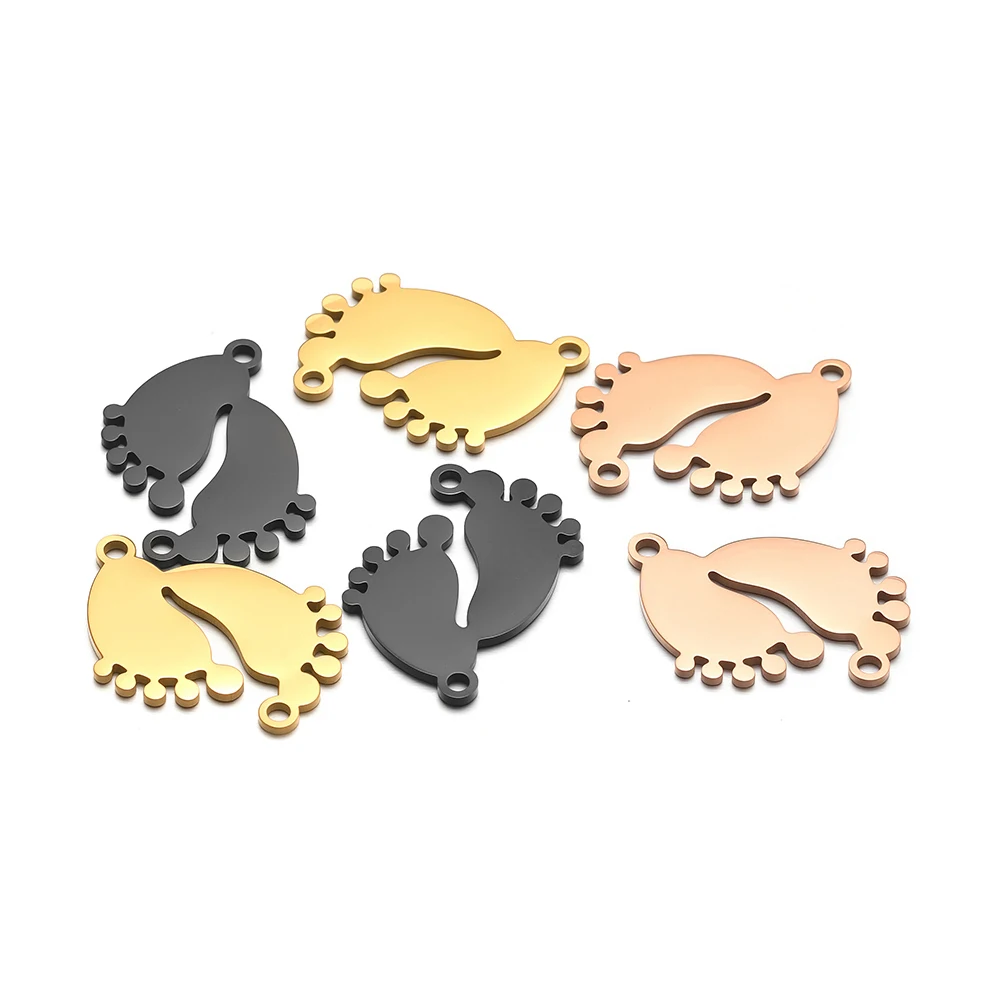 5 шт. позолоченные детские подвески для ног, разъемы для ожерелья из нержавеющей стали для самостоятельного изготовления ювелирных изделий, серьги, браслет, подвески, принадлежности