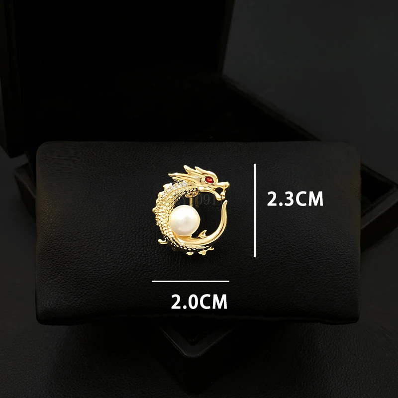 الفاخرة التنين الحيوان بروش المرأة اللؤلؤ الصدار سترة العنق دعوى الذكور طوق دبوس زودياك اكسسوارات شارة مجوهرات 5536