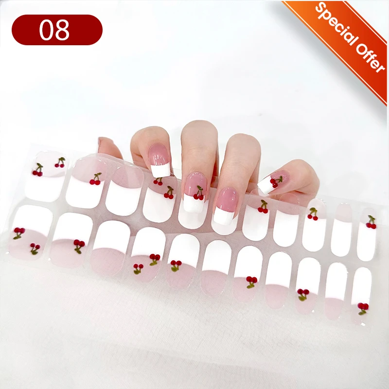 16/20/22 puntas de gato magnético semicurado Gel pegatina de uñas lámpara UV necesaria cobertura completa esmalte de uñas en Gel prensa en uñas calcomanía