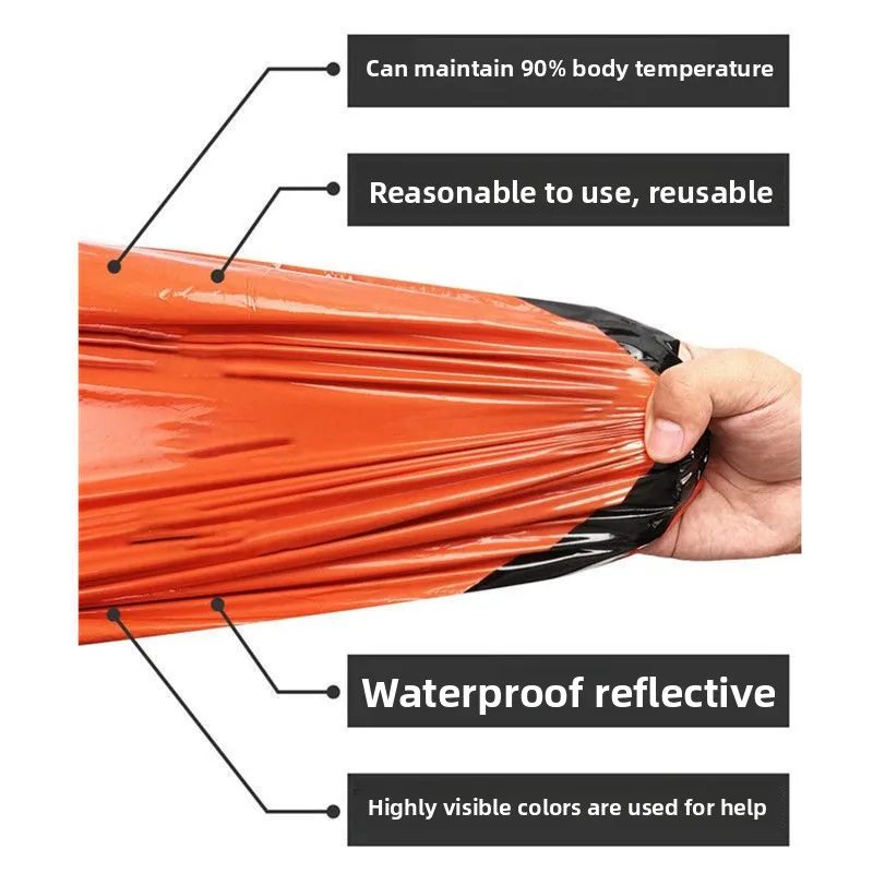 1/2 Stück 210 x 90 cm Notfall-Schlafsack, wasserdichte Aluminiumfolie, Thermodecken für Camping, Wandern, warm halten, Überlebensausrüstung – Detail 6