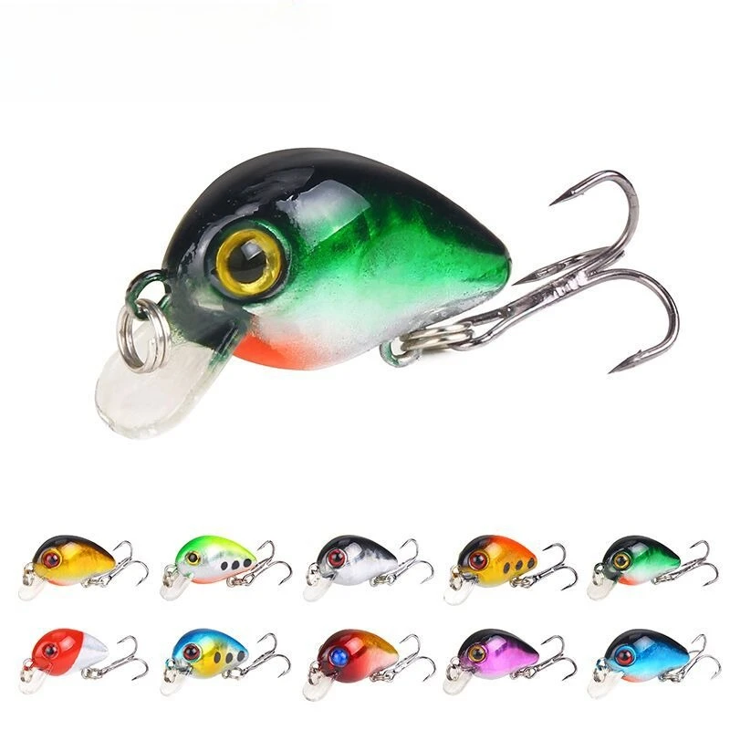

Набор жестких приманок Mini Crankbait 3 см, 10 шт., реалистичная приманка для плавания с погремушными бусинами, 10 цветов, медленно тонущая рыболовная приманка для окуня, форели
