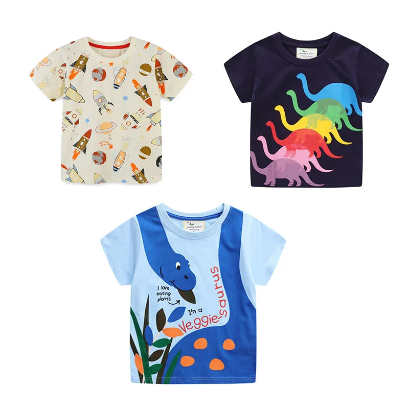 

Jumping Meters 2-7T New Arrival Dinosaurs Boys Girls T Shirts Summer Short Sleeve Children's Clothes Kids Tees Tops