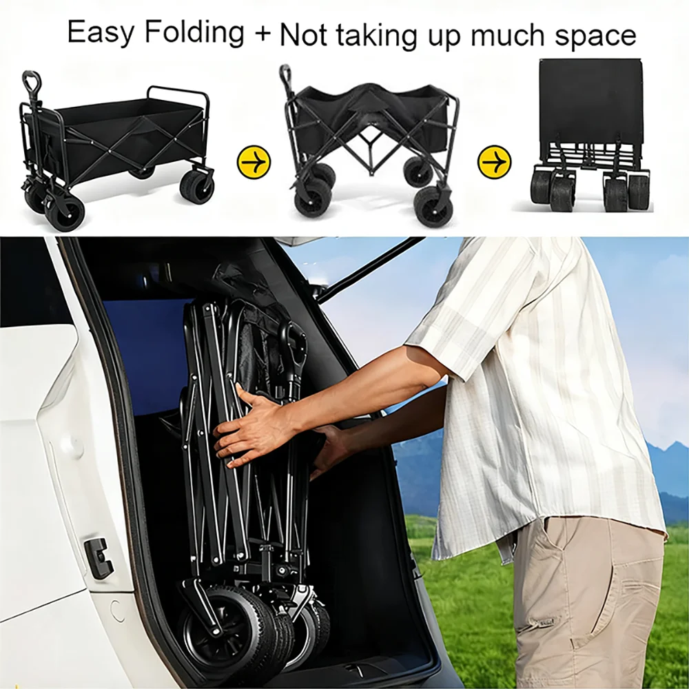Kostenloser Versand, schnelle 4 Tage nach Deutschland, Multifunktionswagen, Outdoor-Camping-Fahrzeug, zusammenklappbar, zum Sammeln, Camping-Handwagen, tragbarer, zusammenklappbarer Trolley, mobiler Stand – Detail 7