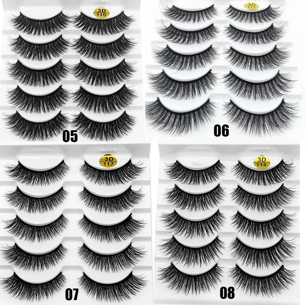 SKONHED 5 Pairs Handmade Fluffy Wispy Flared Eye Lash Extension False Eyelashes Crisscross 3D Faux Mink Hair