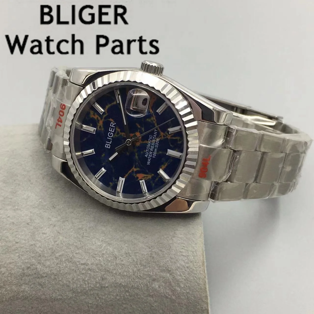 BLIGER 36 مللي متر 39mmNH35A ساعة رجالية أوتوماتيكية إطار أزرق أخضر الهاتفي الياقوت الزجاج المحار حزام الإنزلاق قفل