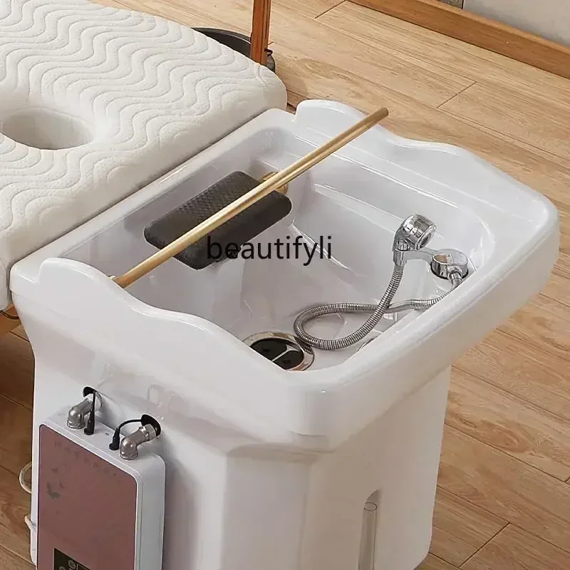 

Head Therapy Water Circulation Bed Fumigation Spa Machine Beauty Salon Barber Shop Movable with Water Tank Shampoo Basin