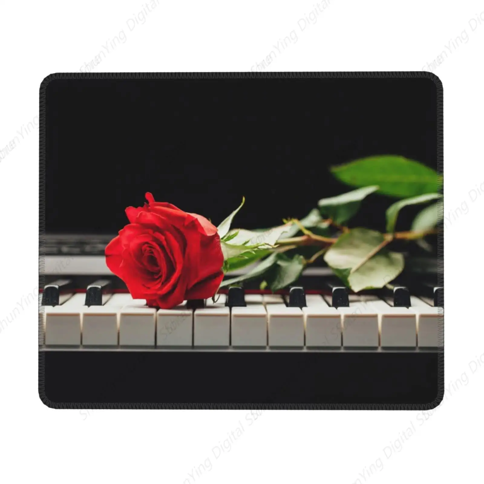 Red Rose Piano Printed Mouse Pad Anti Slip Rubber Gaming Mouse Pad Suitable For Computers Laptops Offices 18*22cm