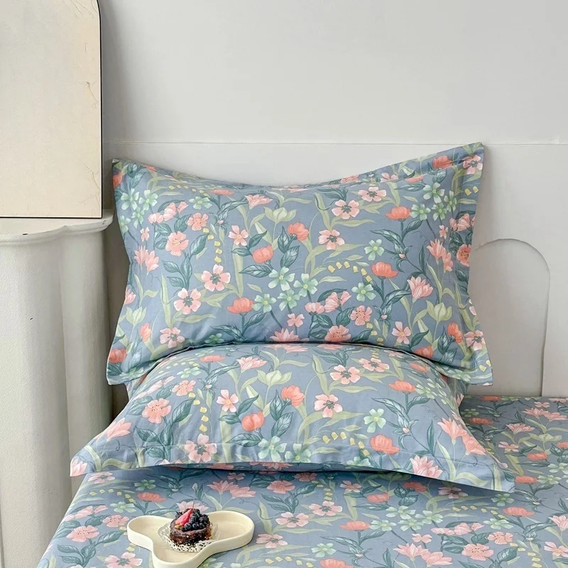 

100% Cotton Pillowcase Customizable Flowers Cartoon Design Bedding Pillowcase Adult Bedroom Home Decor Custom Size Cushion Cover