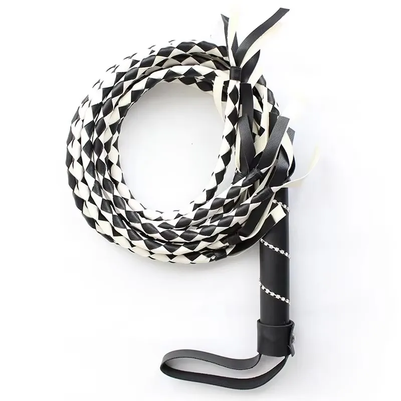 سوط حصان الفروسية 71 سم - تصميم Dreadlock من جلد البولي يوريثان للتدريب وركوب الخيل