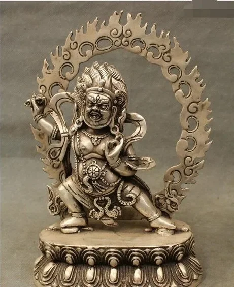 White Copper Silver Vajrapani Chana Dorje Wrathful Tutelary Deity Buddha