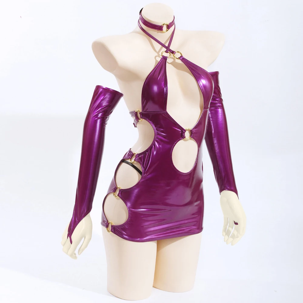 AniLV Anime Idol Groups Girl Stage Performance Costume Cosplay Women Hollow Leather Dress Outfits Costumes Clothes