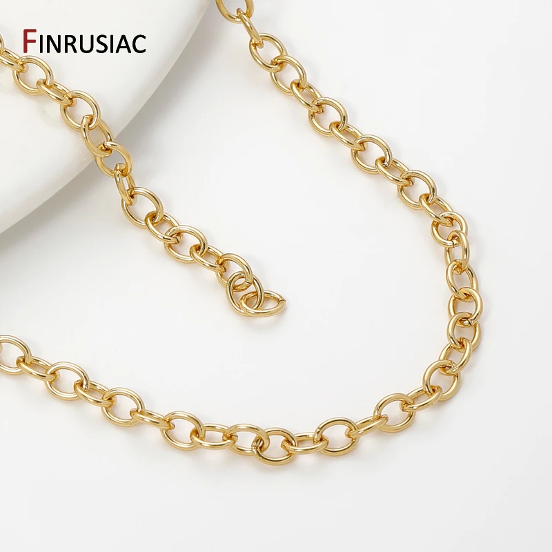 Cadenas Rolo de latón chapado en oro de 18 quilates, 9x10,5mm, cadenas de eslabones de Cable para DIY, collar, pulsera, accesorios, suministros para fabricación de joyas