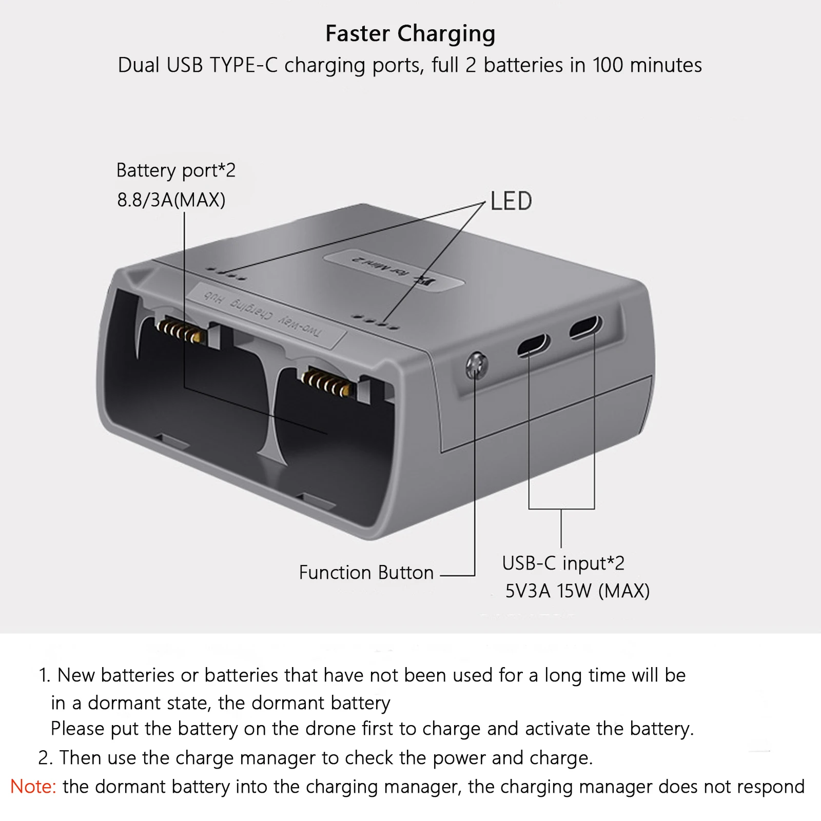 For DJI Mini 2, Mini SE, Mini 4K, Mini 2 SE Battery or Two Way Charging Hub for Mini 2 SE Intelligent Flight Battery Accessories