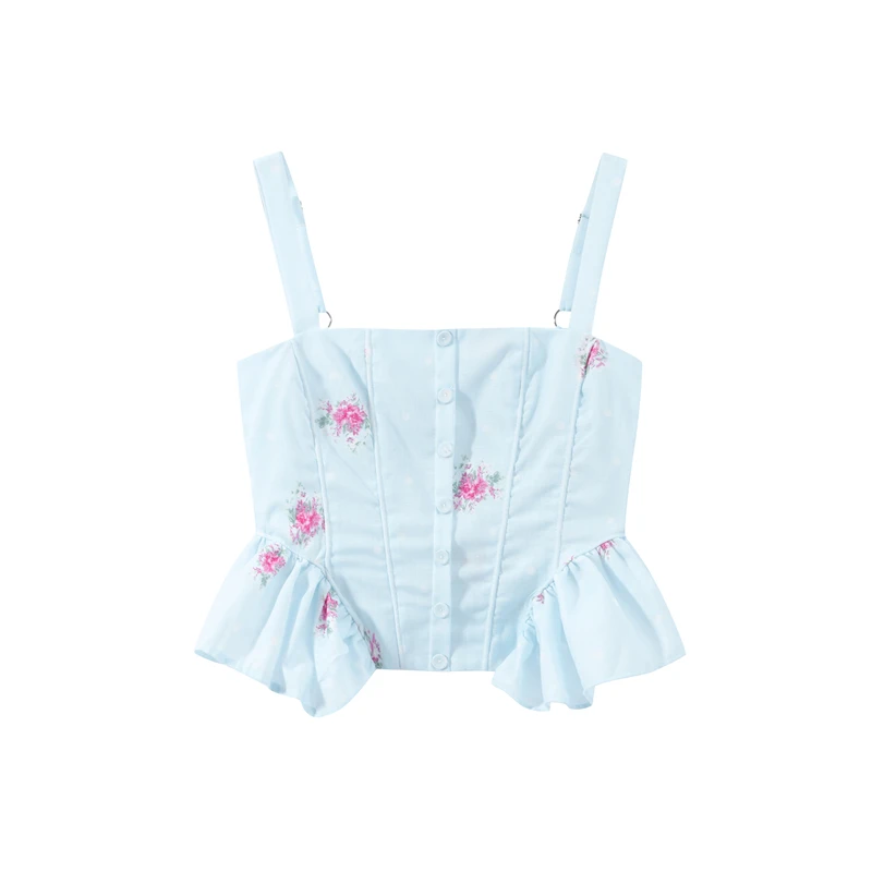 Eleganter bedruckter Damen-Westen-Hosenanzug, ärmelloses Oberteil mit Blumenmuster, plissiert, weit geschnittene Hose, Damen-Set, Sommer-Herbst 2026, Damen-Sets – Detail 17