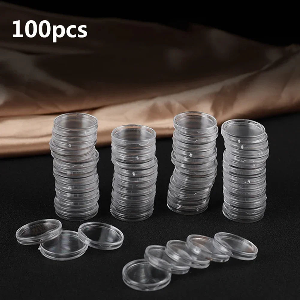 100Pcs 16mm Transparent Coin Holder Coin Collecting Box Cases Commemorative Coins Storage Capsules Protection Boxes Container