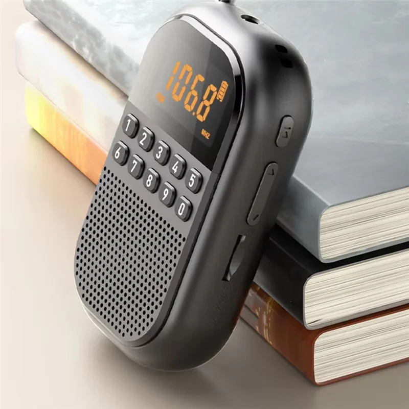 ABSQ-Mini Pocket FM AM-radio Groot LCD-scherm Radio-ontvanger Draadloze Bluetooth-luidspreker TF-kaart Muziekspeler voor ouderen