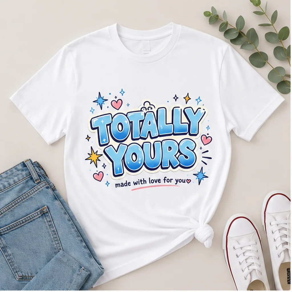 100% Cotton 230g Breathable Totally Yours Graphic Print Women T‑Shirt Casual Streetwear Bottoming Top For 2026 Summer