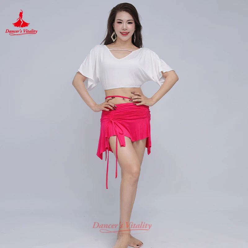 Buikdanseres Oefenkleding Dames Losse top met korte mouwen + sexy korte rok 2 stuks Volwassen Oosterse danstrainingskleding
