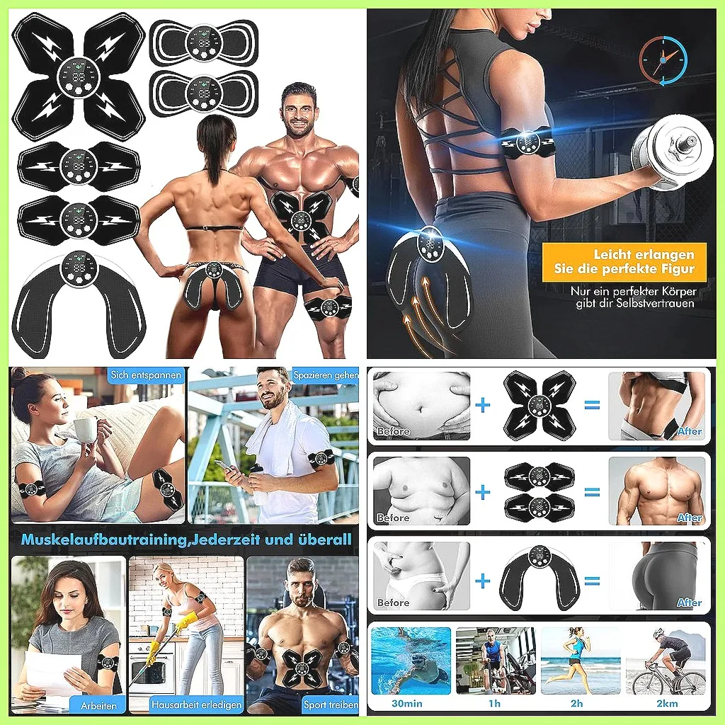 EMS Abdominal Trainer - Muscle Stimulator for Body Toning, Slimming & Arm Fitness, Electric Massager