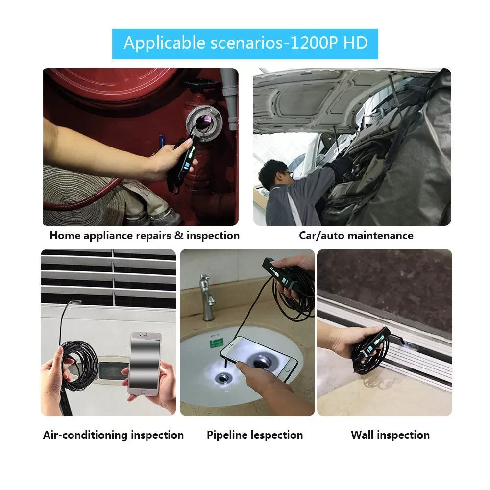 8MM 5MP HD Wifi Piping Video Sewer Endoscope Inspection Camera For Android Iphone Ios Cars Usb C Smartphone High Quality Tools